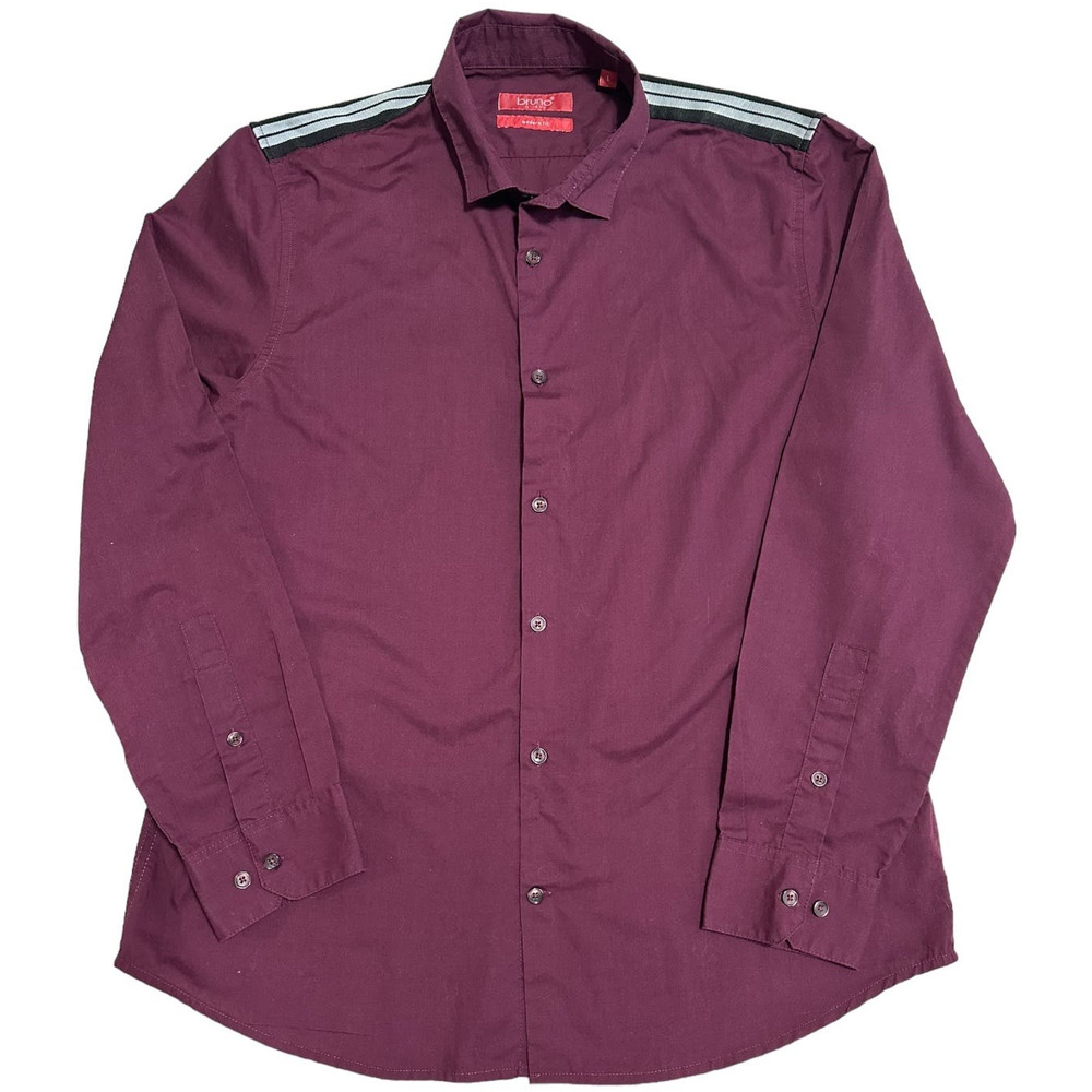 Bruno Milano Modern Fit Burgundy Casual Button Down Size L